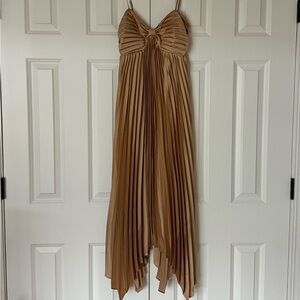 Petal & Pup Tan Pleated High Low Dress